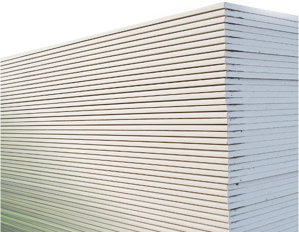 Stacked laminated plasterboards